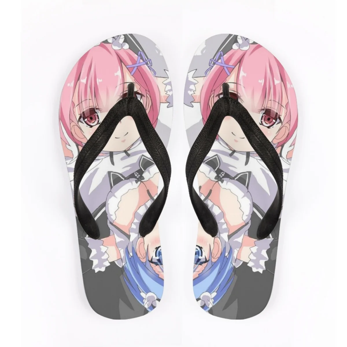 

New Life In Another World From Scratch Cartoon Print Ladies Flip Flops Rubber Sole Comfort Slippers Seaside Resort Sandals