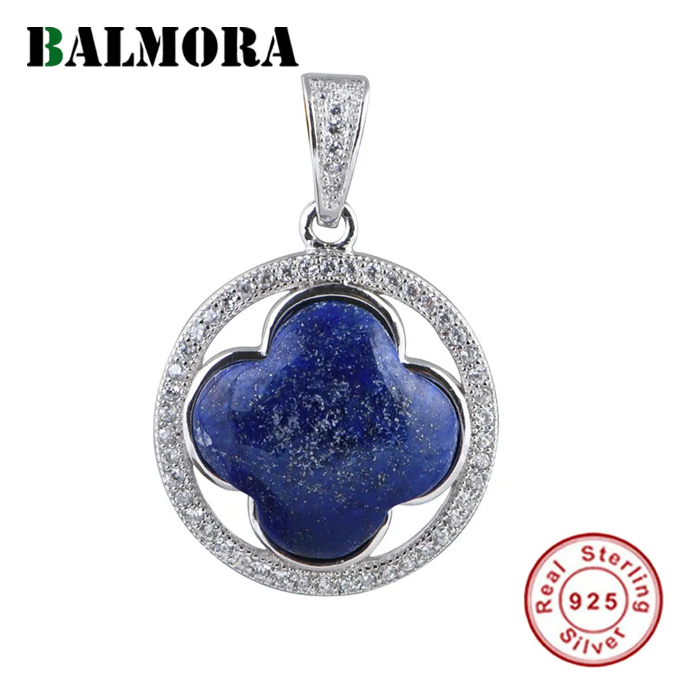 

BALMORA S925 Sterling Silver Retro Lazuli Flower Round Pendant For Women Men Luxury Mosaic CZ Hollow Pendant Jewelry Gift