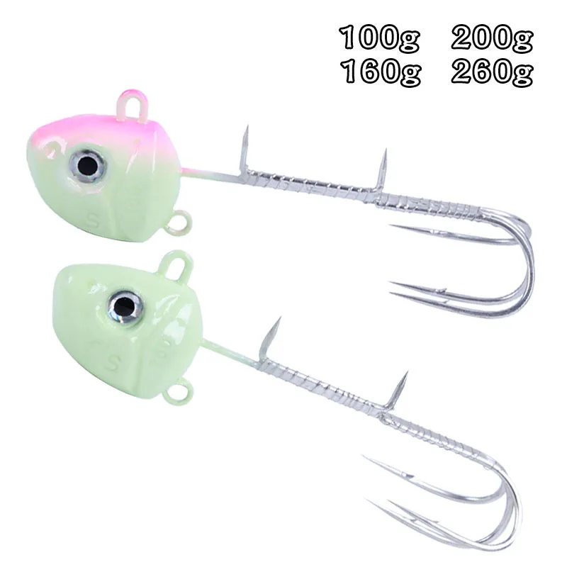

Lures 100G/160G/200G/260G Iron Plate Lead Fish Sea Fishing Luminous Knife Fish Hook With Sharpness Hook Lead Fish