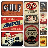 vintage gas station art decor metal plate tin sign retro gargae man cave tool room decoration plaque chic home wall stickers