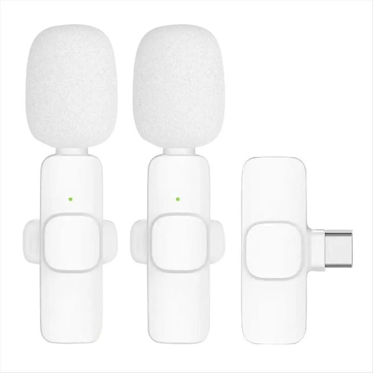 Фото Беспроводной Bluetooth-микрофон-петличка ABSY K9 (один на два) с шумоподавлением для прямых трансляций, Type-C №1