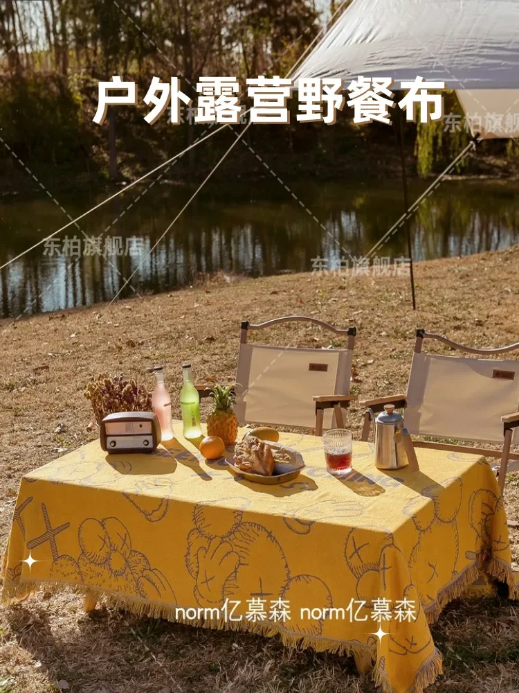 

Table Cloth Picnic Retro Cotton and Hemp Advanced Waterproof American Camping Outdoor Sunscreen Picnic Cloth