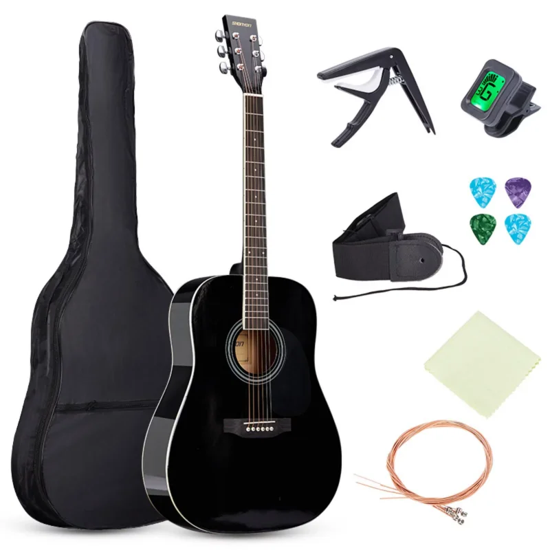 

41'' Acoustic Guitar Kit Beginner Guitarra Black