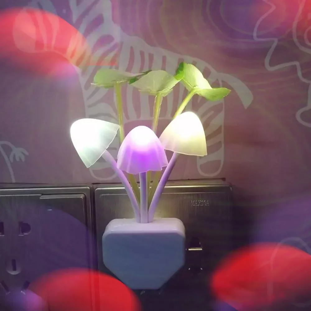 

LED Mushroom Lamp Novelty Night Light Fungus Luminaria Lamp 3 Colorful LED Night Lights Sensor 220V Water Grass Luminaria Lamp