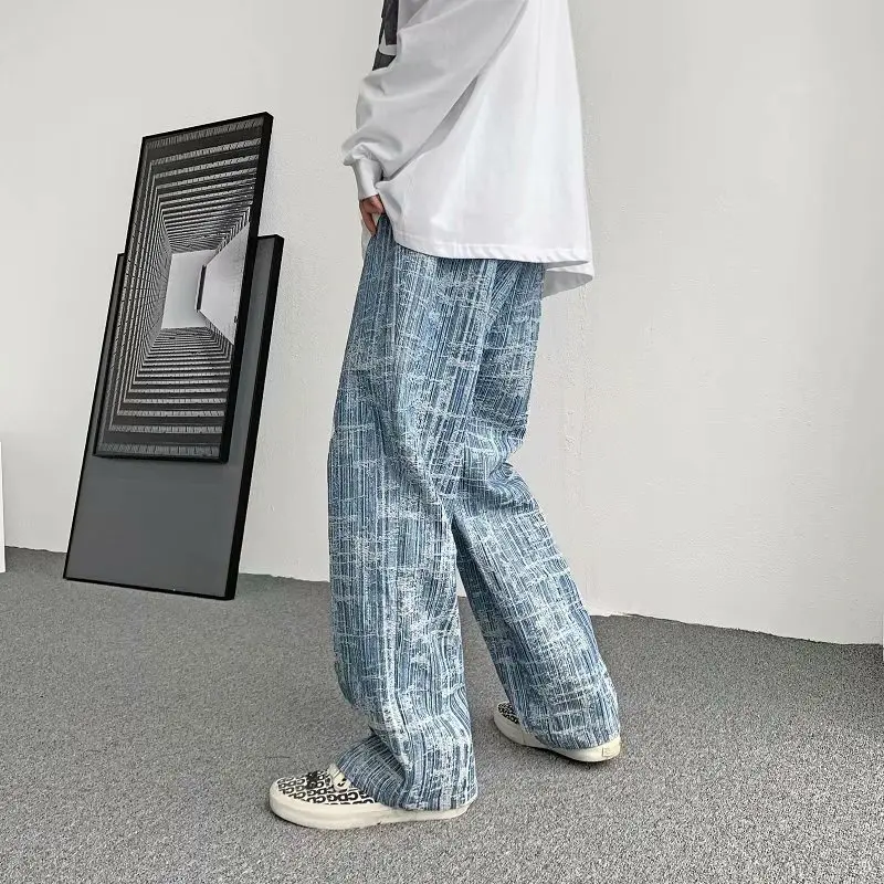 DEEPTOWN Y2K Vintage Baggy Jeans Men Harajuku Fashion Streetwear Loose Demin Striped Casual Pants Male Hip Hop Trousers for Men