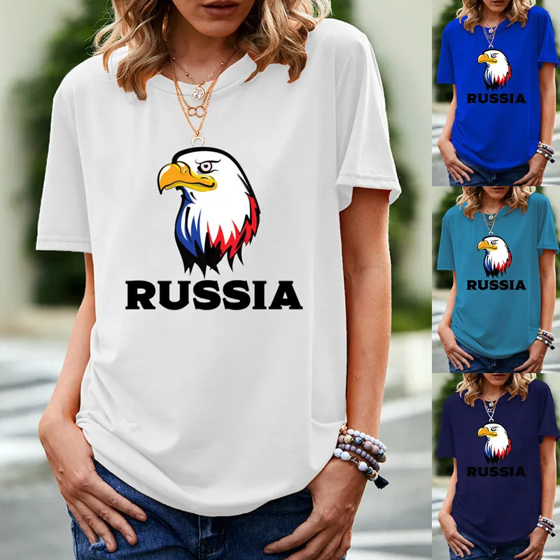

Europe and The United States Sell Bird Head Print Pattern Round Neck Short Sleeve T-shirts Fashionable Girl Tshirts Pro Choice