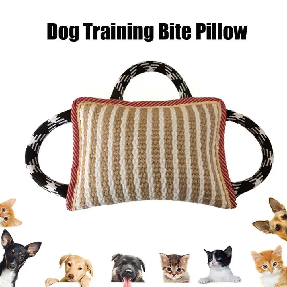 

Прочная подушка для дрессировки собак, подушка для укуса, джутовая игрушка, веревка с интерактивным рукавом, Жевательная большая игрушка, р...