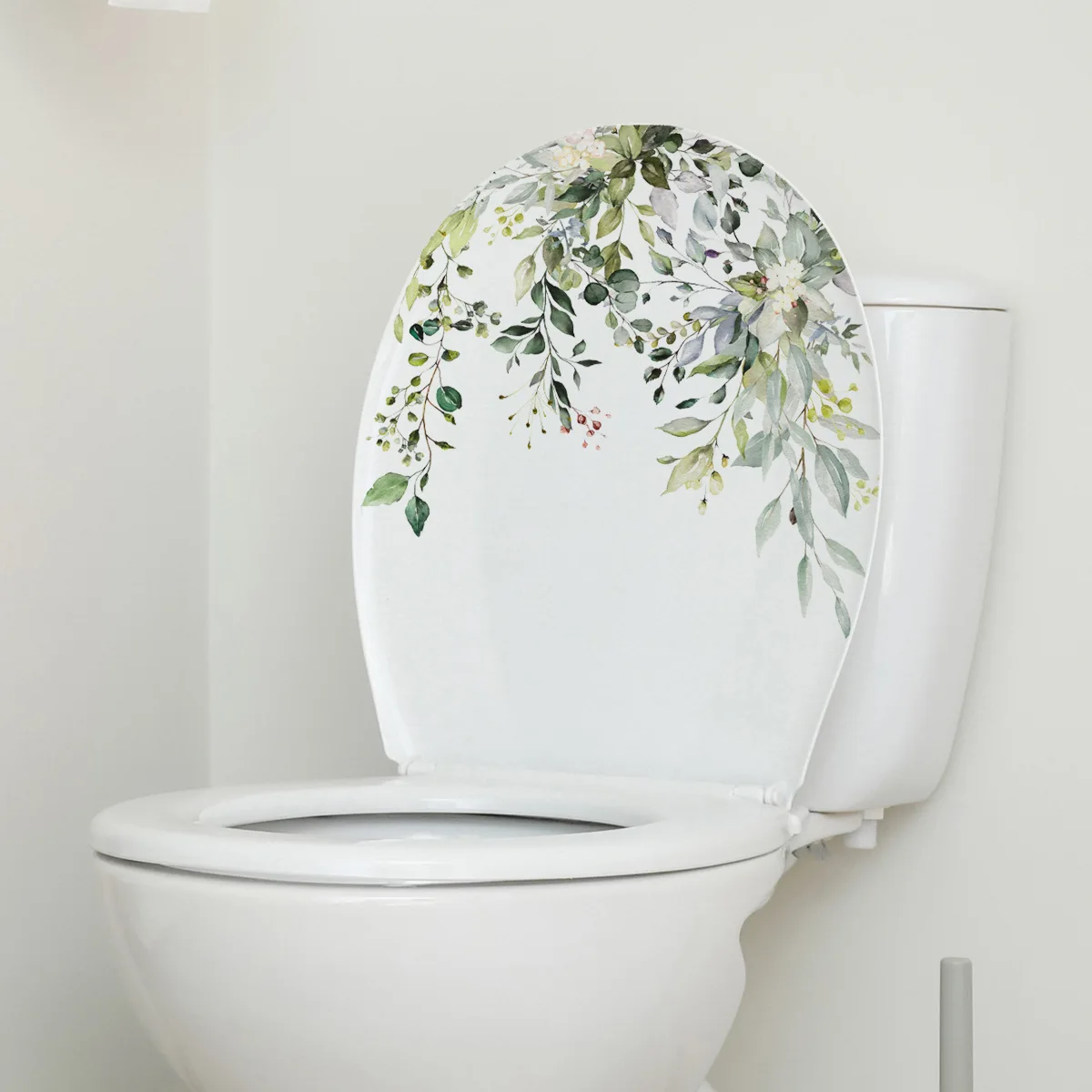 

Plant Flower Leaves Wall Sticker Toilet Art Decals Bathroom Living Room Cabinet Beautify Self Adhesive Mural Decoration