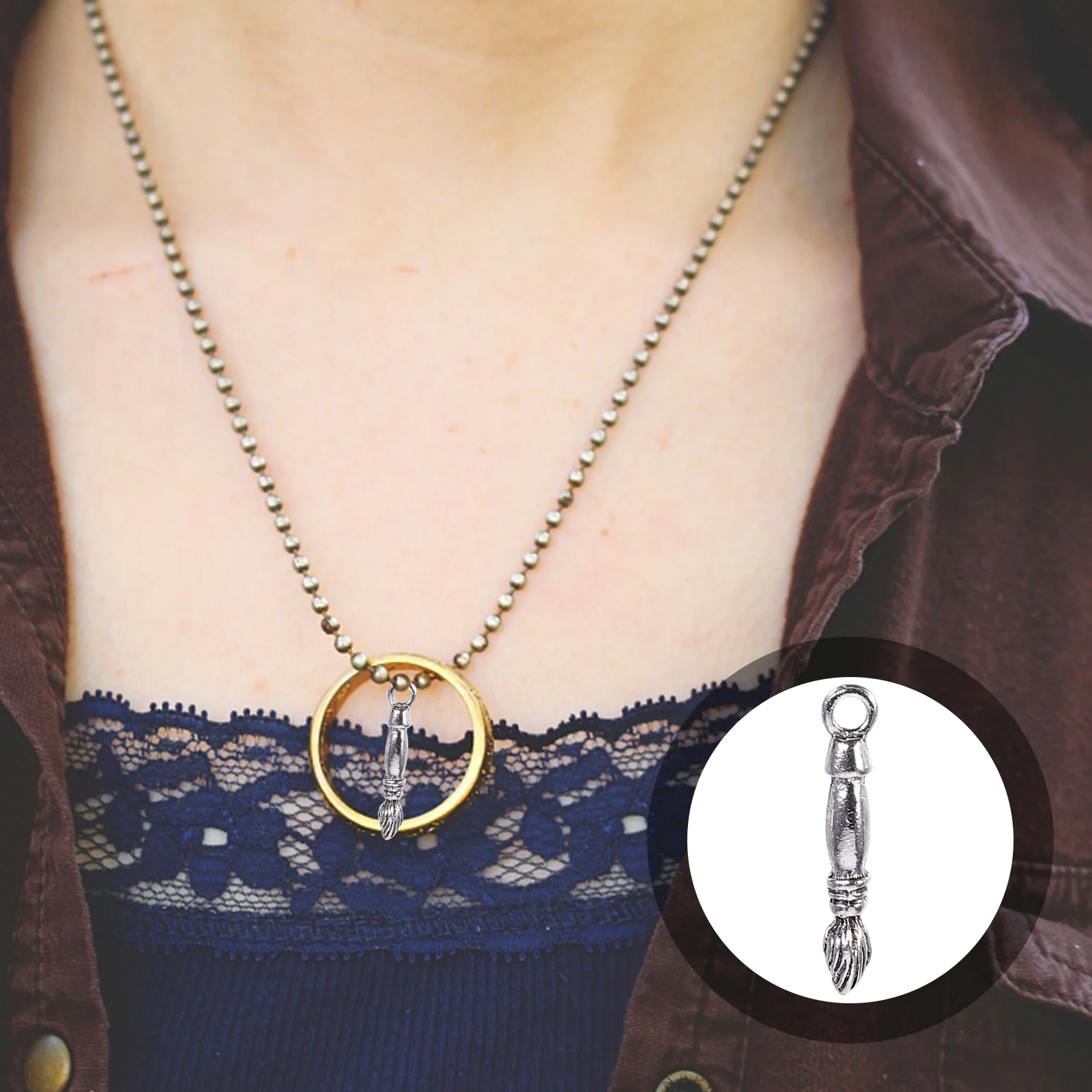 200 Pcs Bracelet Pendant Clasp Necklace Jewelry Making Material Alloy DIY Pendants Charm Miss Keychain