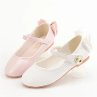 children party leather shoes girls pu low heel lace bowtie kids shoes for girls single shoes dance dress shoe white pink