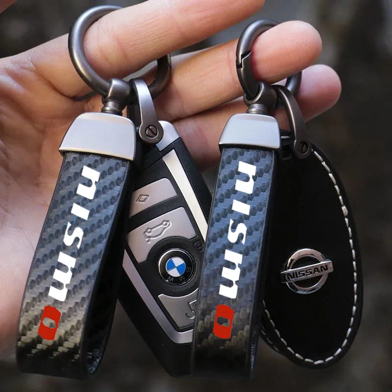 

For Nissan Nismo Tiida Sunny Qashqai March Teana X-trai Car Accessories Nismo Carbon Fiber Texture Key Rings Keychain Keyring