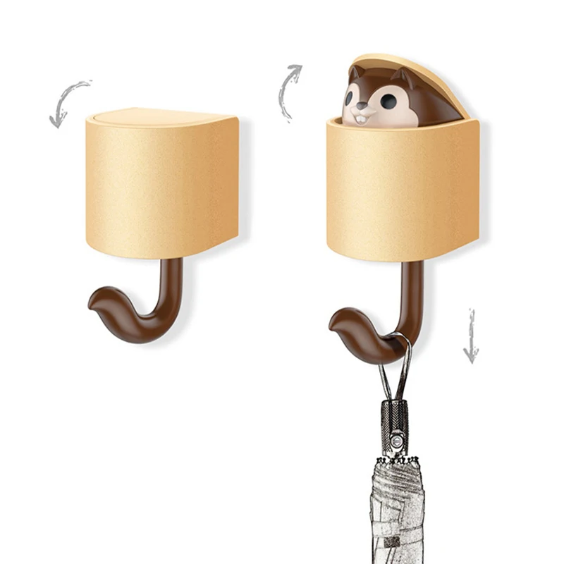 

Squirrel Hook Punch-free Key Hook Wall Decoration Storage Hooks Squirrel Telescopic Storage Rack Bedroom Clothes Hat Organizer