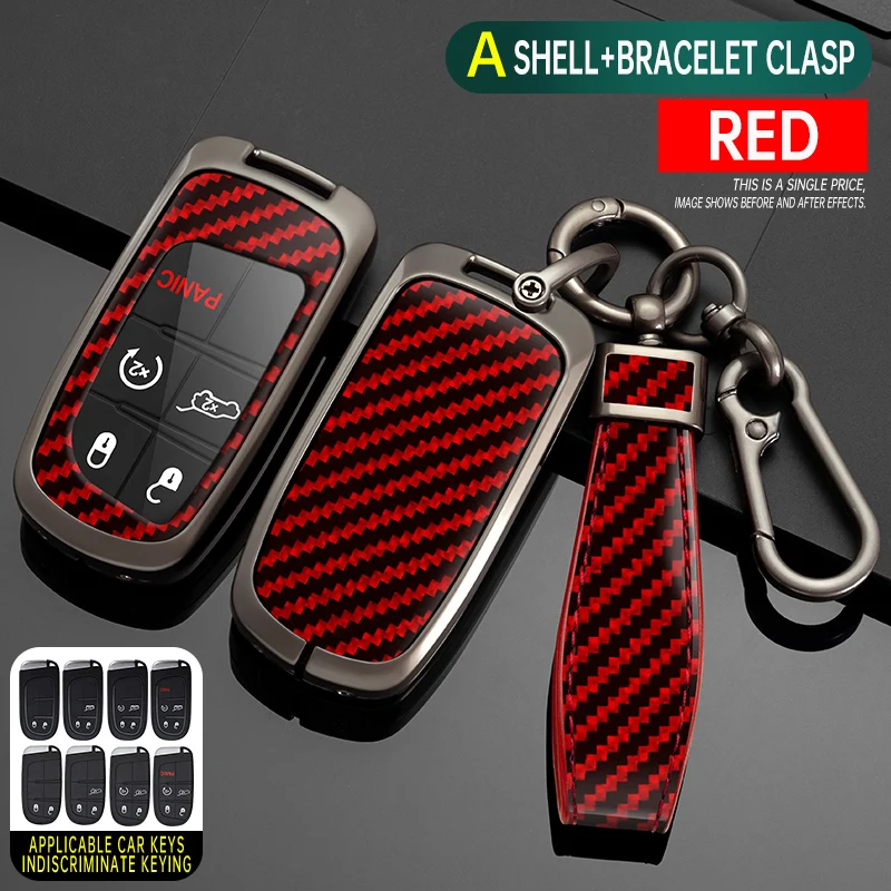 

Carbon Fiber Zinc Alloy Car Key Case Cover Fob Shell for Jeep Renegade Compass Grand Cherokee for Chrysler 300C Wrangler Dodge