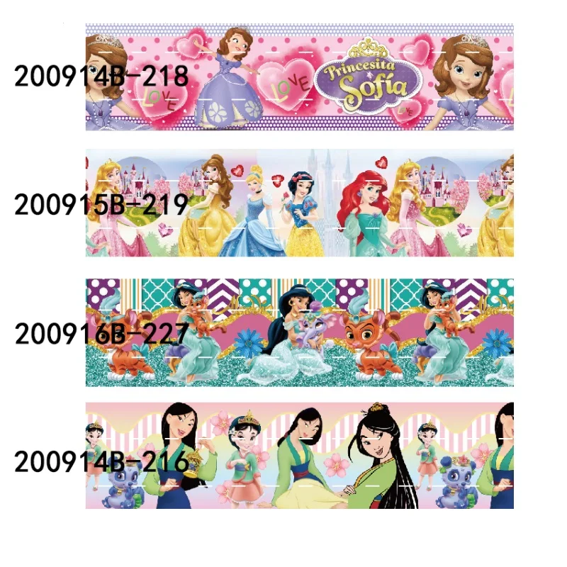 

Disney Princess Cartoon Ribbon Grosgrain Printed 50yards for DIY Hair Bows Craft Supplies Decoration Handmade Materials