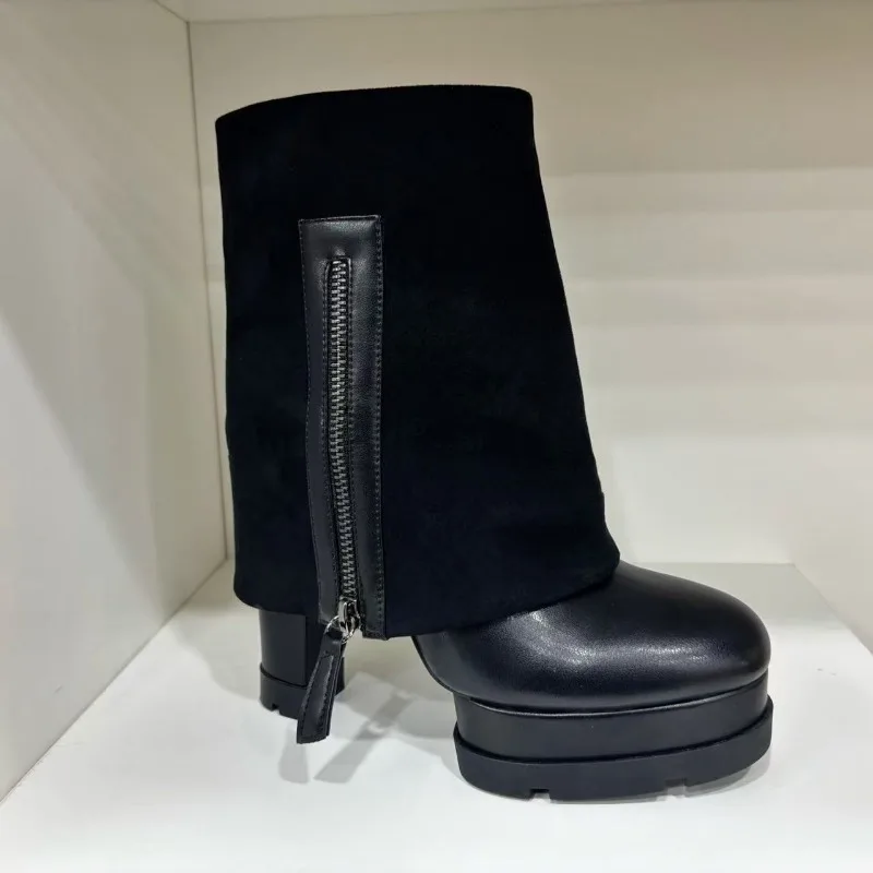 Новые черные модные ботинки на средней подошве с заклепками и стразами