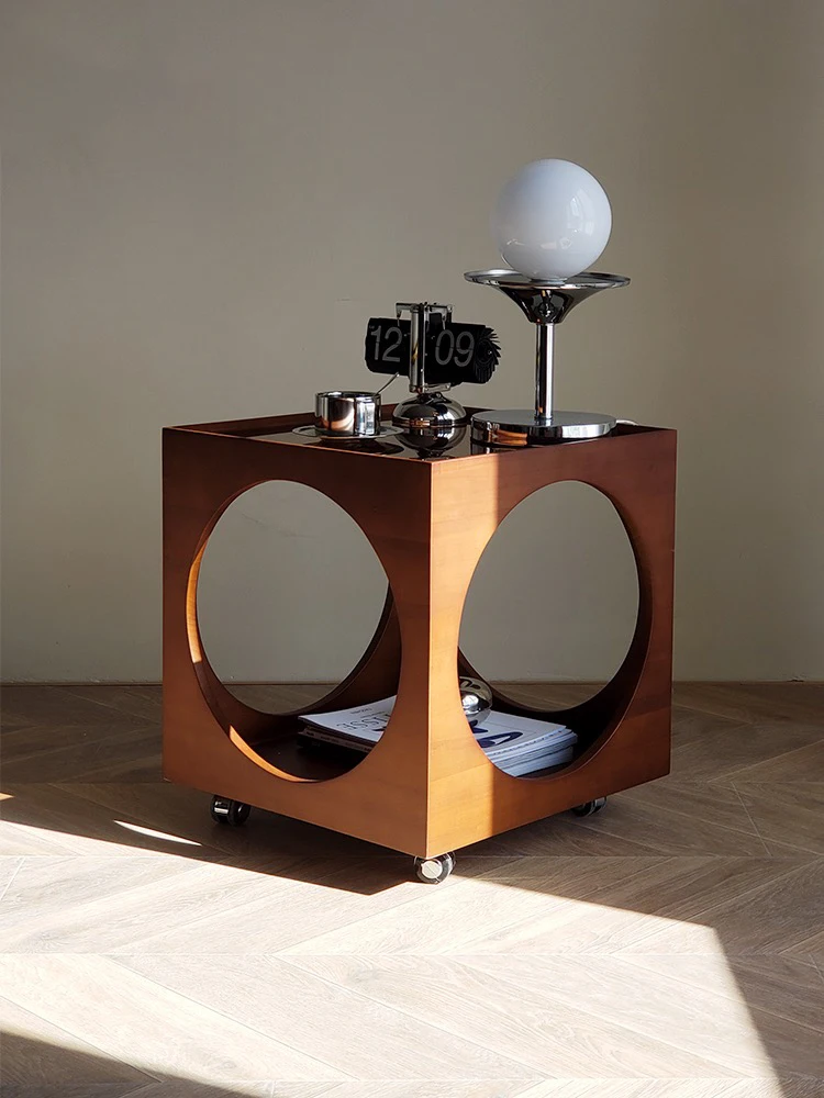 

Xl Light Luxury Bedside Side Table Solid Wood Sofa Side Cabinet Movable Home Creative Small Coffee Table