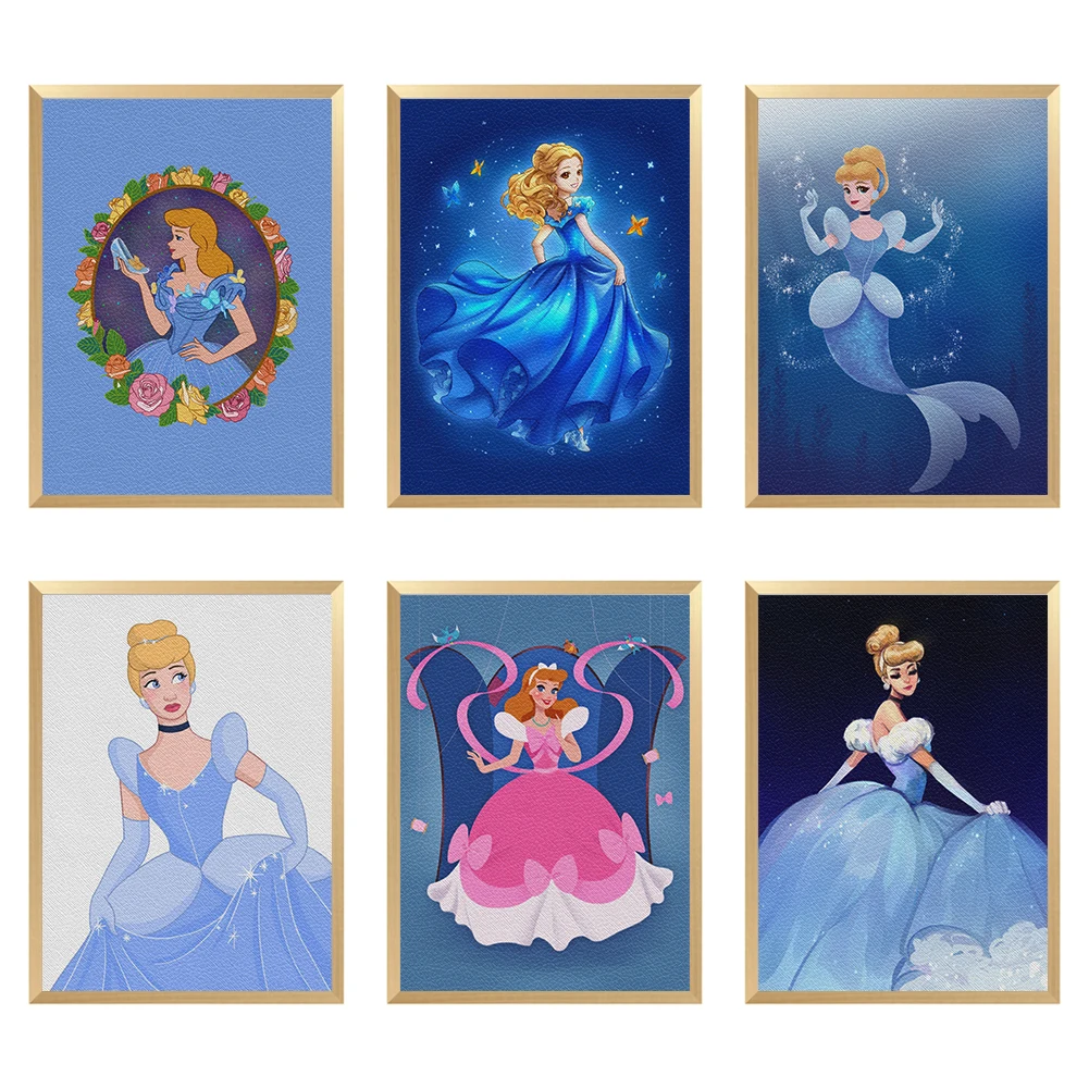 

Hot Sale A4 Disney Cinderella Synthetic Faux Leather Sheet Lychee Cross Printed 22*30CM for Wall Restaurant Painting Decor