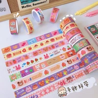 1 roll of cartoon japanese and paper tape small fresh fruit bear hand account sticker student diy hand account material tape