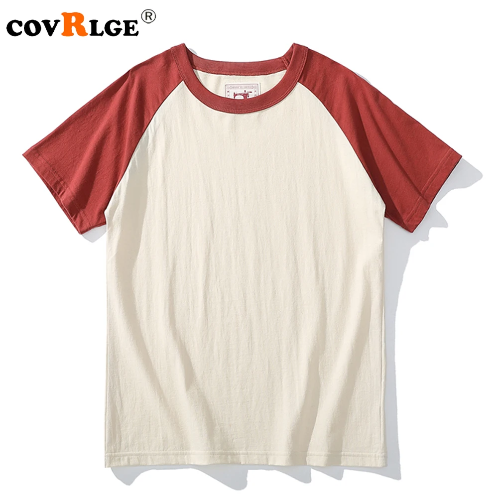 

Covrlge 2023 Японский ретро стиль мужские футболки с круглым вырезом и рукавами реглан Студенческая Повседневная футболка хорошее сочетание 100% ...