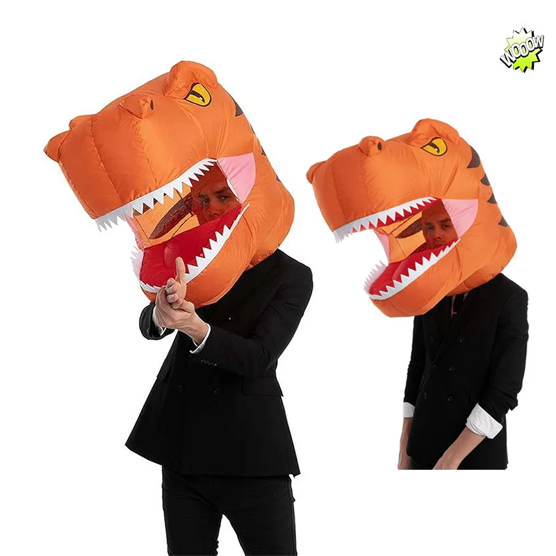 

New Dinosaur Shake Head Inflatable Clothing Air Head Mask Halloween Clothing Funny Sand Sculpture Head Set Props