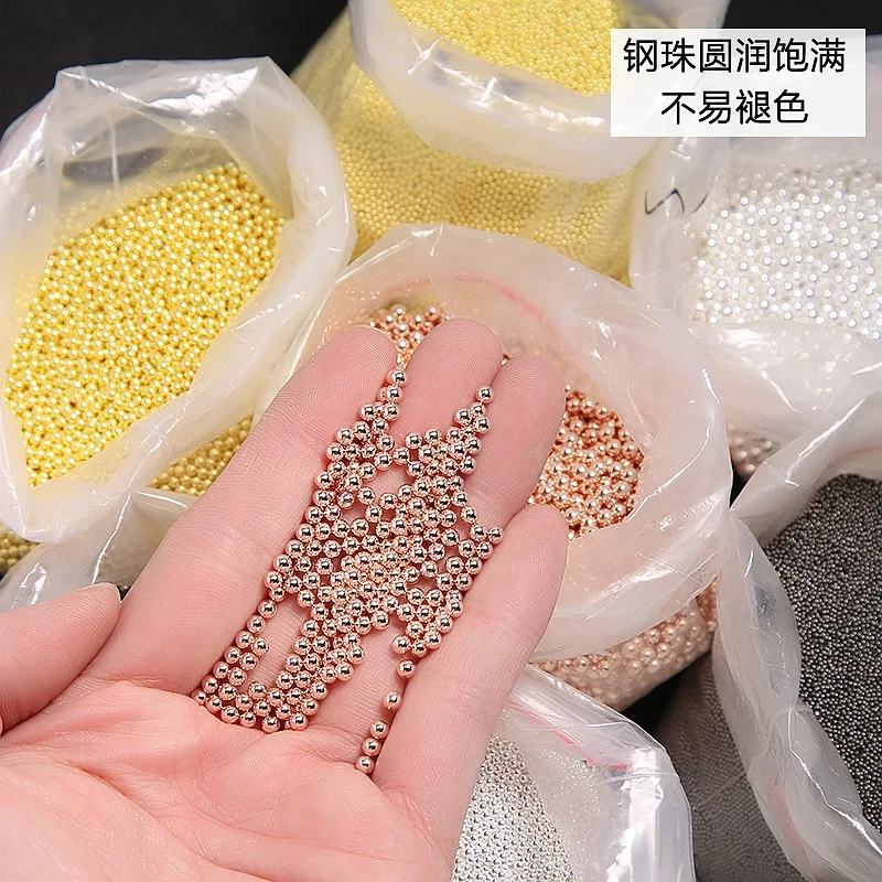 10g 0.4mm-3mm 4 Colors Mini Steel Ball Metal Micro Caviars Alloy Nail Art Rhinestones Jewelry Manicure Accessories DIY Ornaments