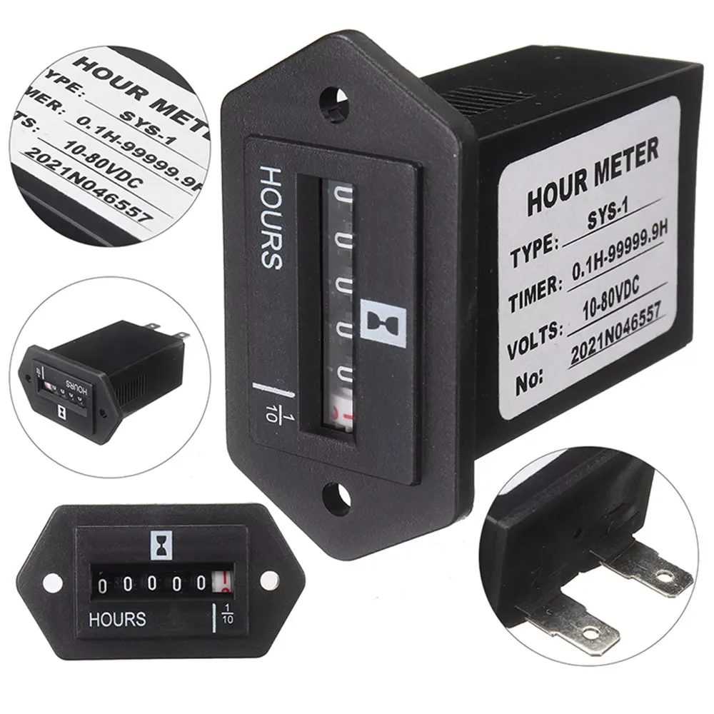 

Motorcycle Tools DC 10V-80V Car Sealed Mechanical Hour Meter Gauge for Diesel Gasoline Engine Generator Motor Boat Trucks Tracto