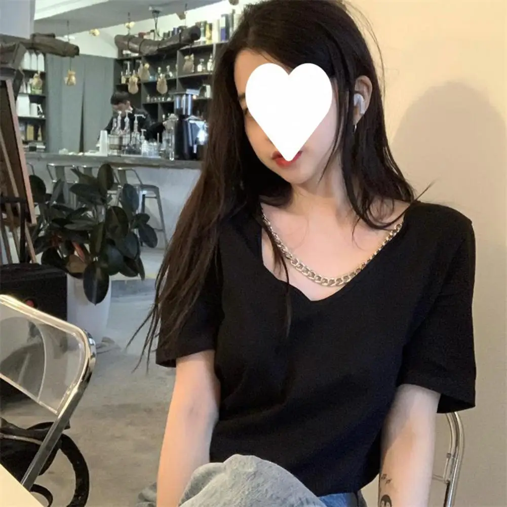 

Fashion Tee Top Short Sleeve Comfortable Casual Loose Summer Ladies Top Breathable Tee Shirt Daily Garment