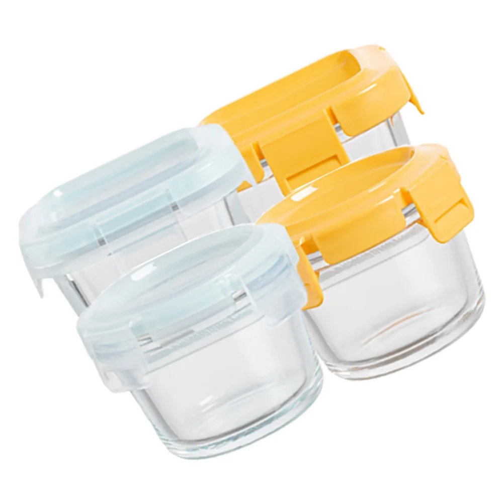 

4 Pcs Snack Storage Bowls Baby Food Jars Salad Lid Mini Portable Pp Small Glass With Lids Prep For Cooking