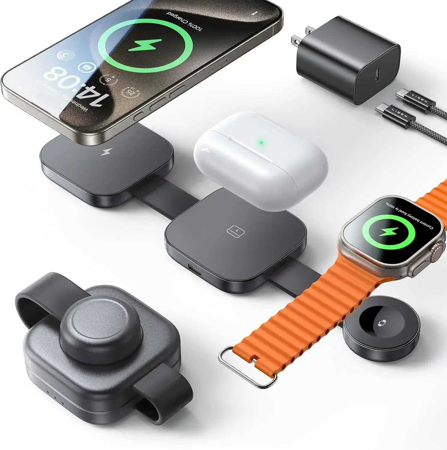 Зарядное устройство LISEN 3 в 1 беспроводная зарядная панель складное беспроводное