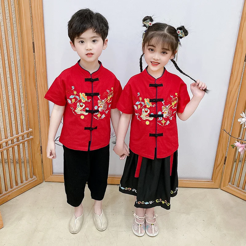 

Children's Traditional Chinese Costume, Republic of China Style, June 1 Performance Costume, Boys and Girls, Students Reciting
