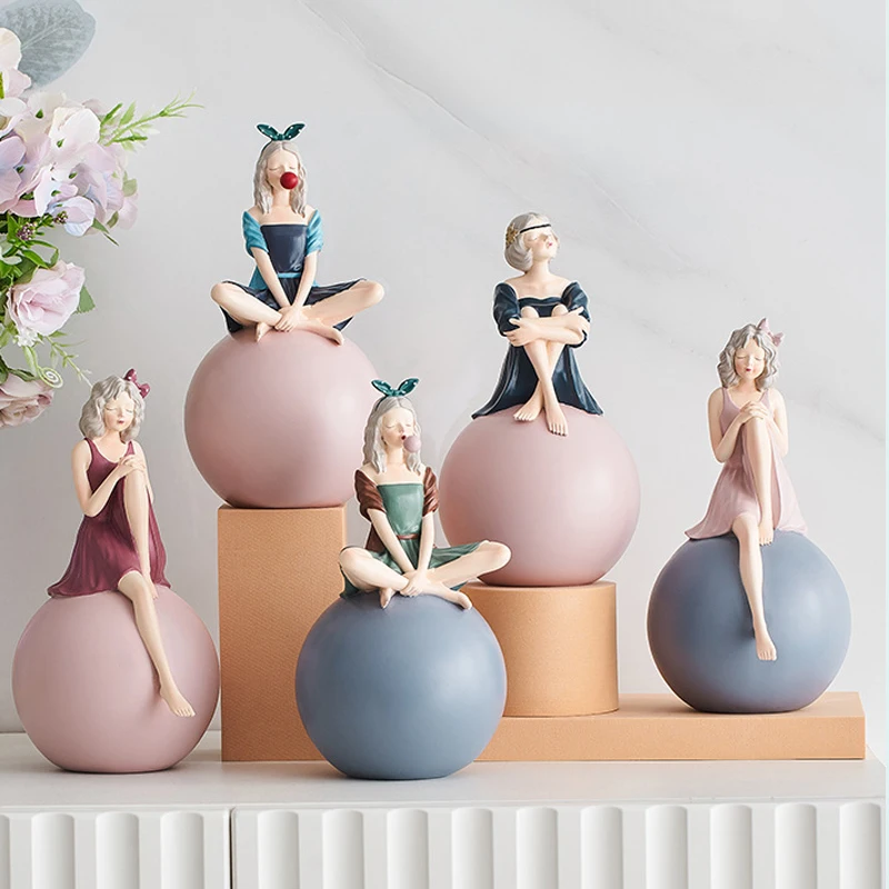 

Creative Nordic Resin Bubble Girl Sculpture Living Room Girl Room Decoration Modern Art Figurine Desktop Ornament For Home