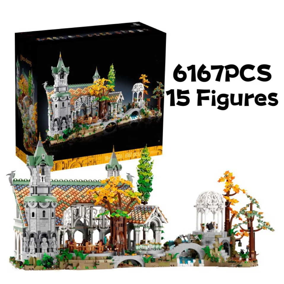 

2023 NEW 6167Pcs Famous Movie Rivendell 10316 Lorded of the Rings Castle Building Blocks Bricks Movie Scene Model Gift Toys Kids
