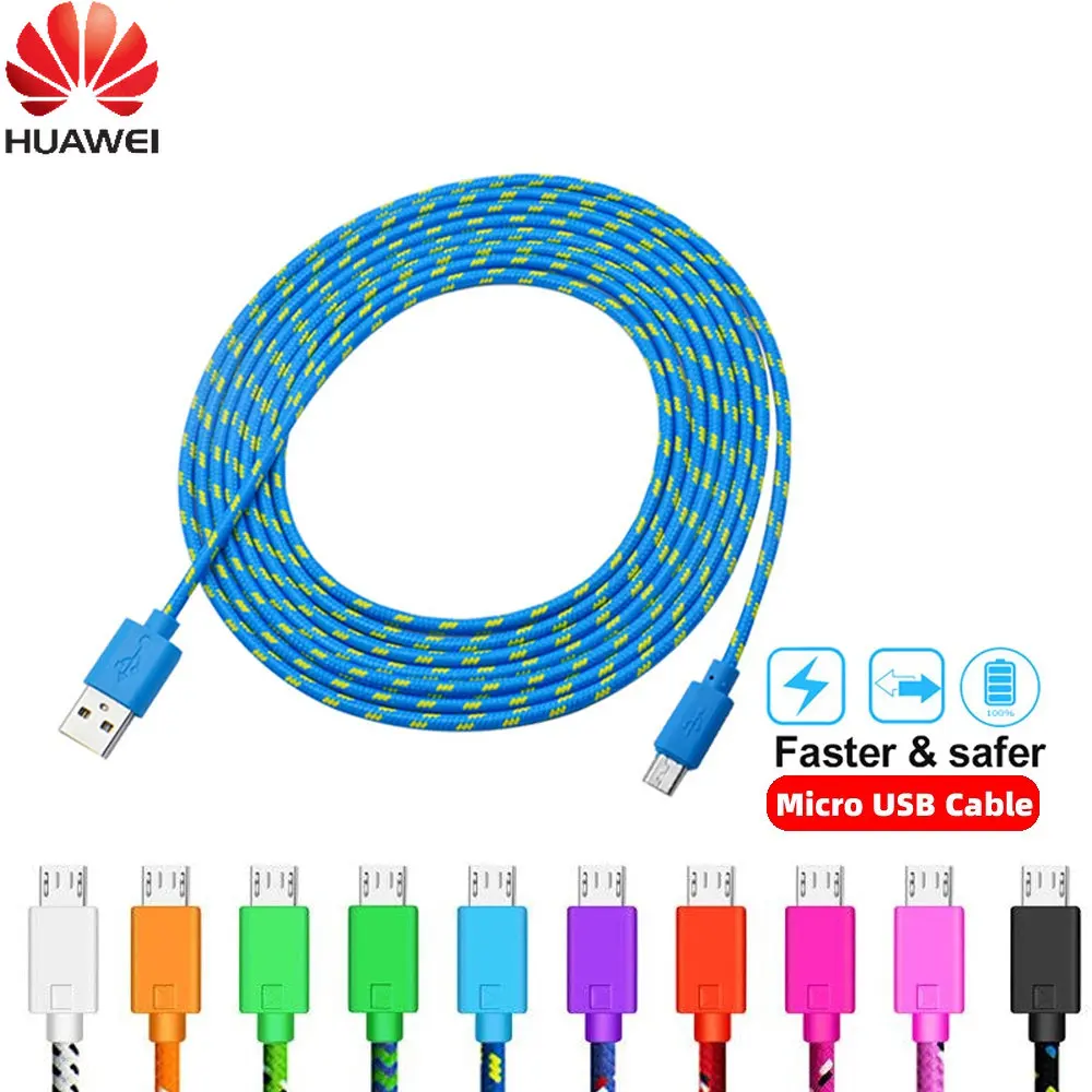 

Huawei Nylon Braided Micro USB Cable 1m/2m/3m Data Sync USB Charger Cable For Samsung HTC LG Xiaomi Android Phone Cables