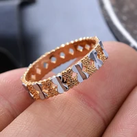 dubai indian gold two color plated rings for women man bridel minimalist pattern litter wedding ring jewelry