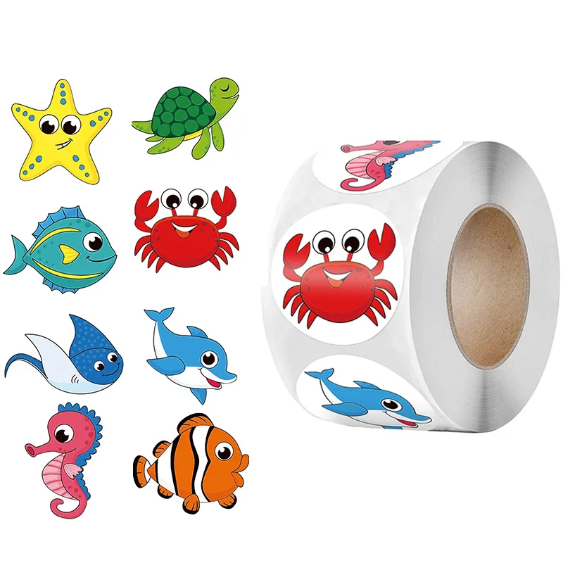 

500pcs reward sticker cute Sea animal scrapbook sticker school teacher supplies encouragement reward children stationery sticker