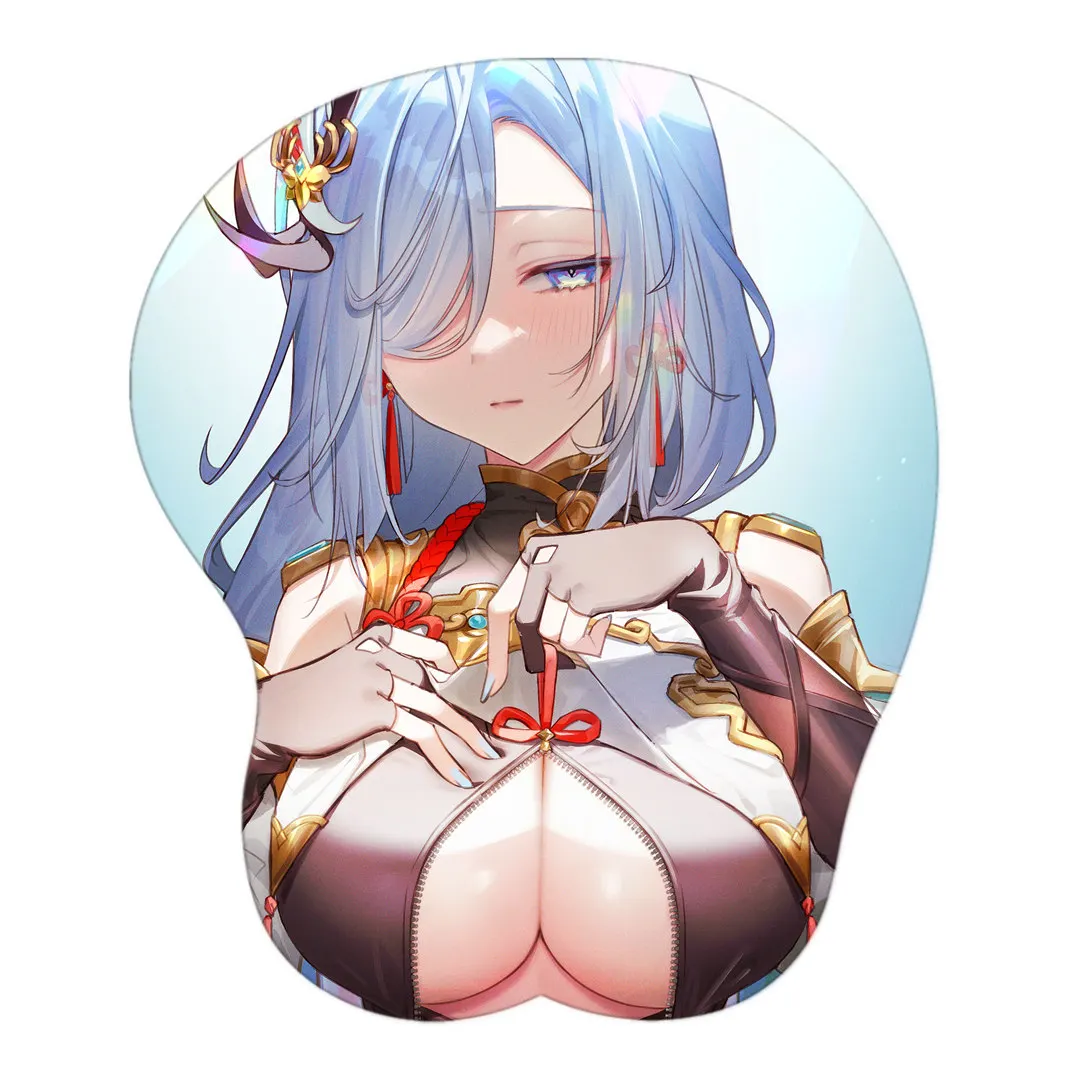 

Gamer Anime Sexy Mouse Pad Genshin Impact Cute Manga Shenhe with Wrist 3D Big Oppai Silicone Gel Mat Mousepadd