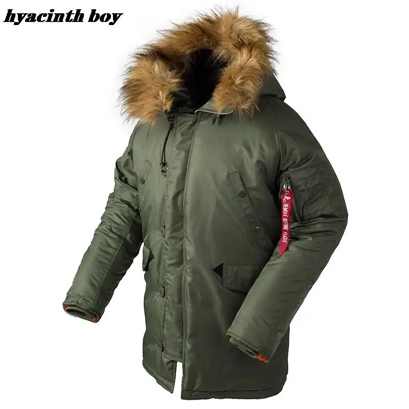 

2022 Winter N3B puffer men long Куртка аляска coat military fur hood warm tactical bomber army korean thick parka