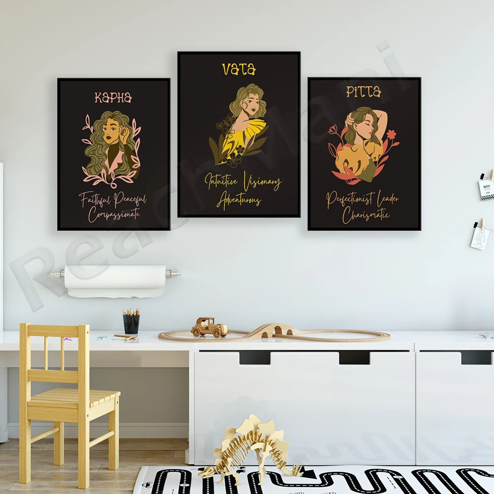 Аюрведический принт Doshas плакат Ayurveda Vata Pitta Kapha Dosha Wellness Holistic