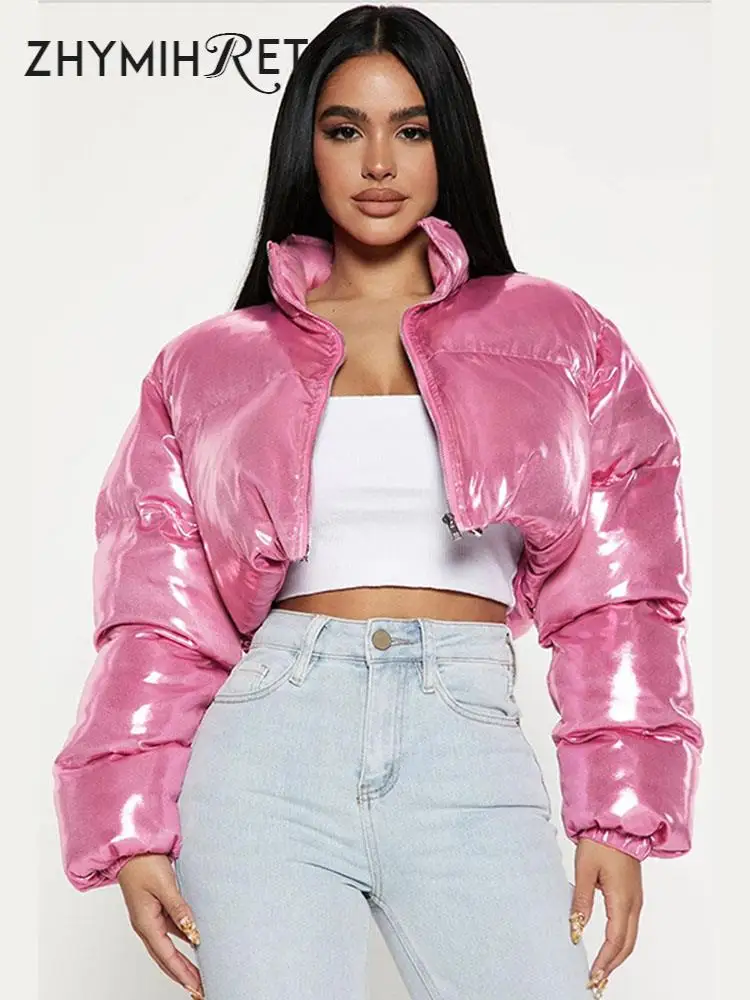 

Женский пуховик с воротником-стойкой ZHYMIHRET, сезон осень-зима 2023, теплая парка с длинным рукавом, короткое пальто Y2K, модная уличная одежда