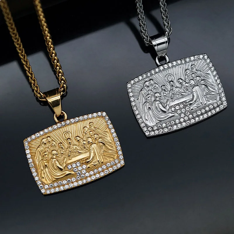 Мужские квадратные ожерелья в стиле хип-хоп из нержавеющей стали Мужские квадратные ожерелья в стиле хип-хоп из нержавеющей стали