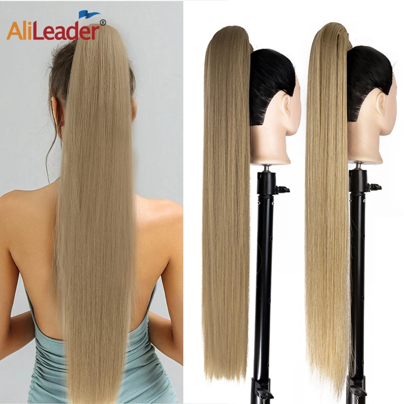 

Синтетические длинные прямые накладные волосы для конского хвоста, 34 дюйма, термостойкие накладные волосы из пони, накладные волосы на клип...