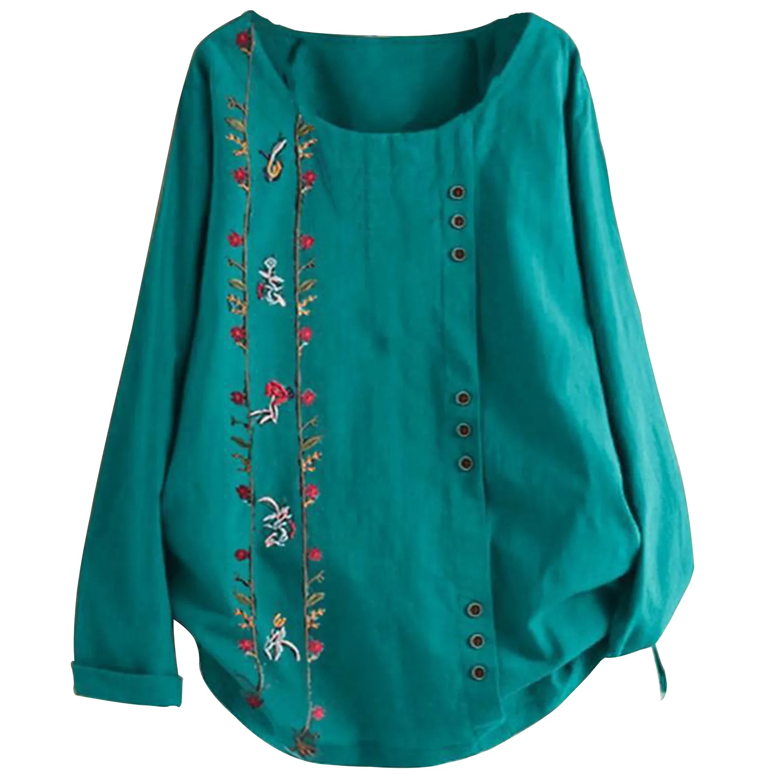 Женская Повседневная Свободная льняная блузка на пуговицах в стиле бохо