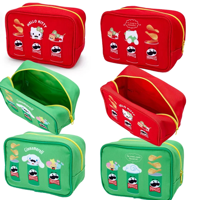 

18Cm Sanrios New Cute Kawaii Potato Chips Cosmetic Bag Anime Cartoon Kitty Cinnamoroll Storage Bag Clutch Cosmetic Bag