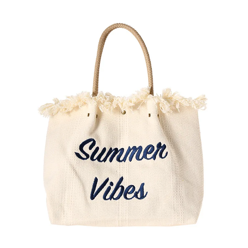 2023 Fashion Embroidered Large Capacity Canvas Bags Summer High Quality Shoulder Bags Luxury Women Purse And Handbags Sac A Main