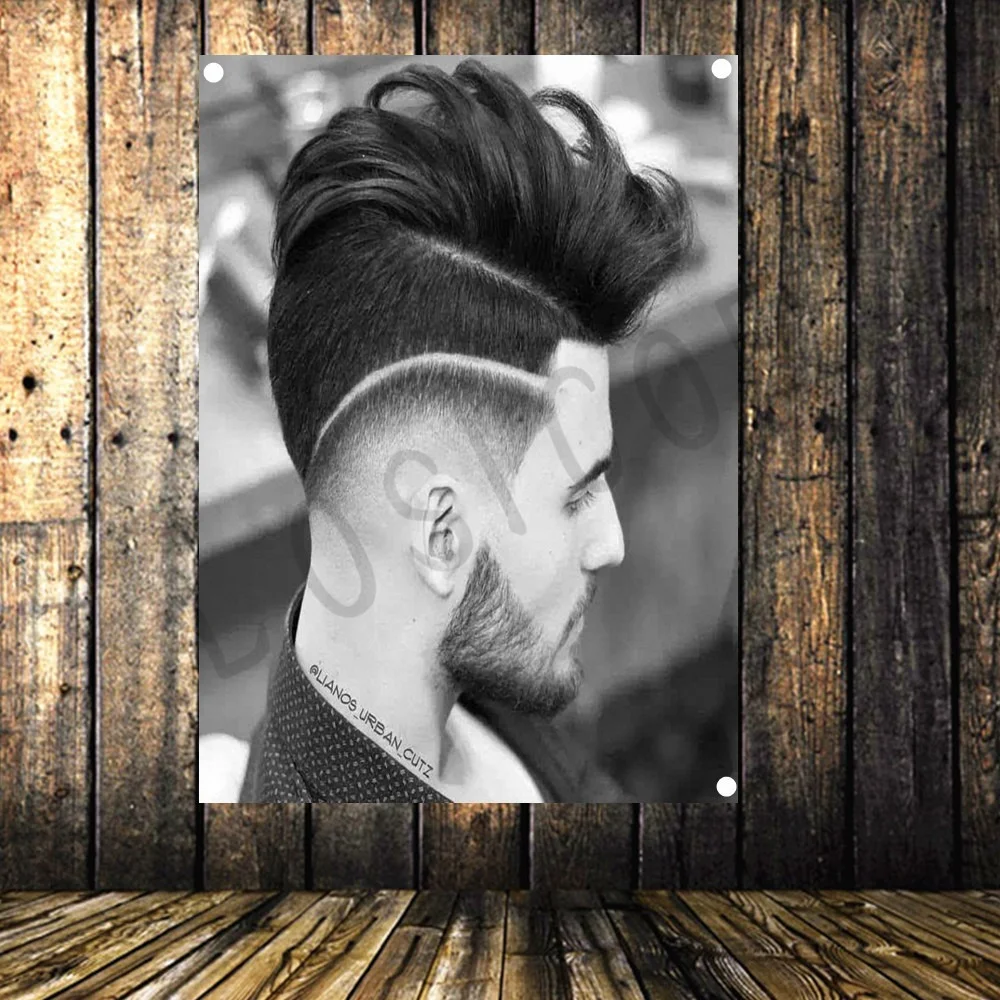 Vintage Barber Shop Decoration Hair Salon Tattoo Flag Haircut Poster Store Sign Banner Wall Hanging Canvas Print Art Tapestry | Дом и сад