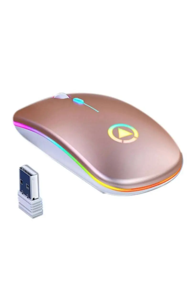 

A2 wireless rechargeable Rgb Led Mute silent Mouse pink