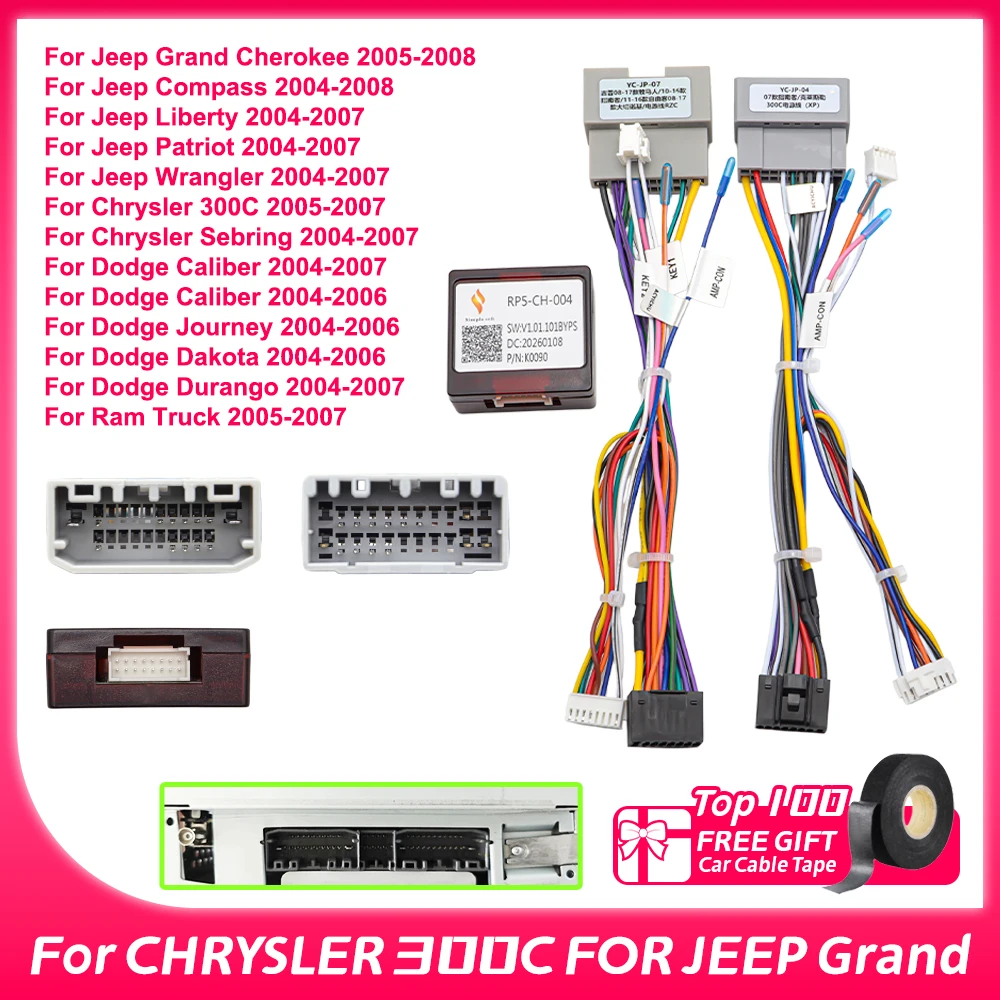 Фото Декодер Canbus RP5-CH-004 для Chrysler 300C 2008-2010, 16-контактный кабель-адаптер для Android-радио, подходит для Jeep Grand Cherokee №1