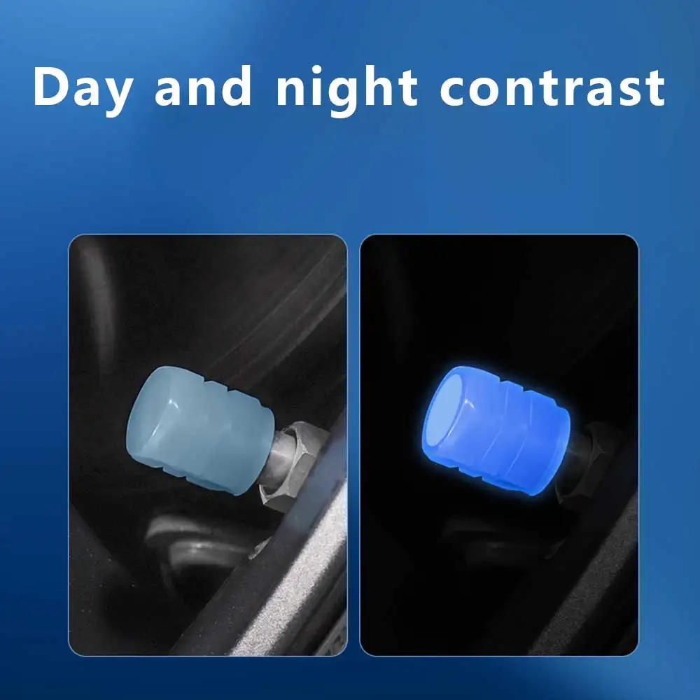 4pcs Luminous Car Tire Valve Caps Wheel Tyre Rim Stem Covers Dustproof Waterproof For Auto Motorcycle Bicycle glow in the dark