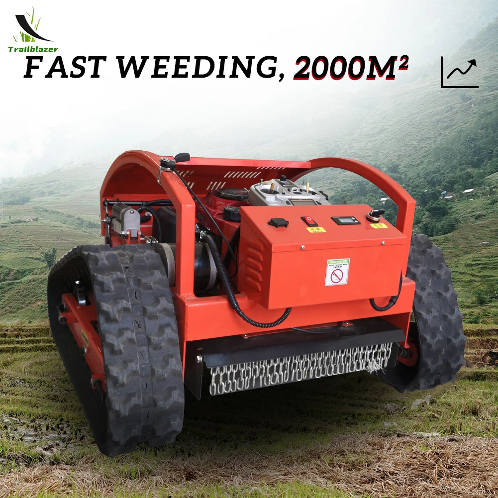 

Crawler Lawn Mower Petrol Lawn Mower with Remote Control for Garden Lawn Green Belt Orchard