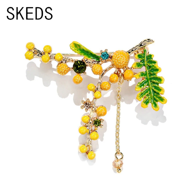 Модная Изысканная Женская Брошь SKEDS из искусственного металлического растения